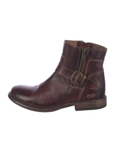 Pre-owned Bed Stu Leather Moto Boots In Burgundy