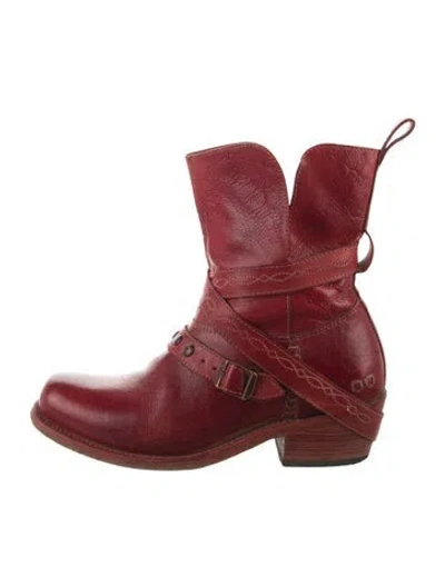 Pre-owned Bed Stu Leather Moto Boots In Red