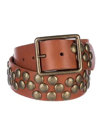 Pre-owned Bed Stu Leather Studded Accents Belt In Brown