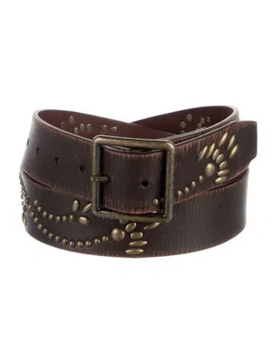 Pre-owned Bed Stu Leather Waist Belt In Brown