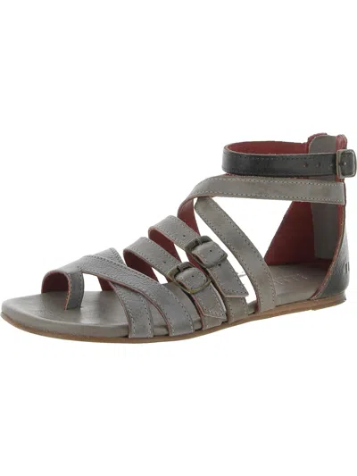Bed Stu Miya Womens Leather Toe Loop Flat Sandals In Grey