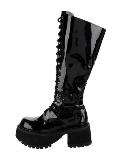 Pre-owned Bed Stu Patent Leather Lace-up Boots In Black