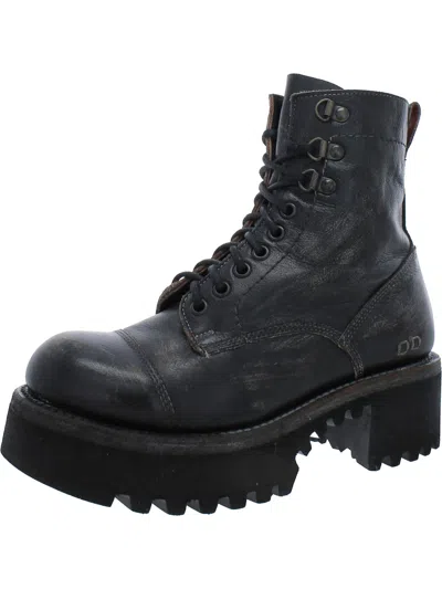 Bed Stu Prudence Hi Womens Leather Round Toe Combat & Lace-up Boots In Black