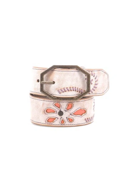 Bed Stu Upswing Ii Floral Inlay Belt In White