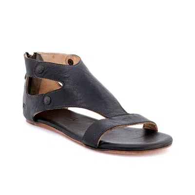 Bed Stu Soto Womens Bovine Leather Back Zip Flat Sandals In Black