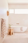Bed Threads French Flax Linen Checkered Bath Mat In White/oatmeal At Urban Outfitters