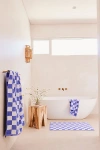 Bed Threads French Flax Linen Checkered Bath Mat In Wildflower/white At Urban Outfitters In Wildflower/white