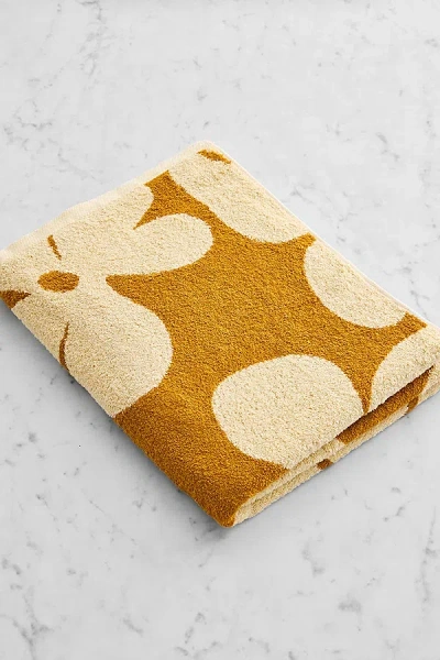 Bed Threads French Flax Linen Floral Bath Towel In Limoncello/turmeric At Urban Outfitters In Yellow