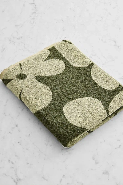 Bed Threads French Flax Linen Floral Bath Towel In Sage/olive At Urban Outfitters