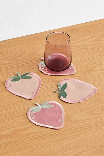 Bed Threads French Flax Linen Les Fruits Coasters In Fraise At Urban Outfitters
