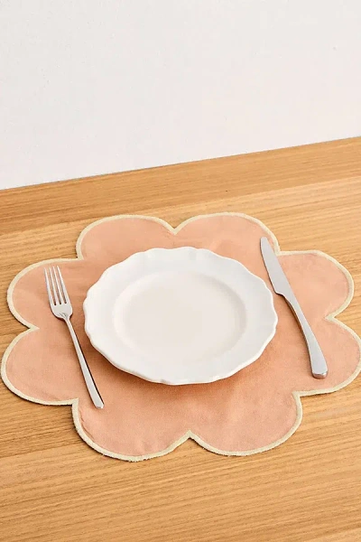 Bed Threads French Flax Linen Petal Placemat Set In Terracotta/limoncello At Urban Outfitters In Pink