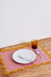 Bed Threads French Flax Linen Scalloped Placemats - Set Of 4 In Pink Clay & Turmeric