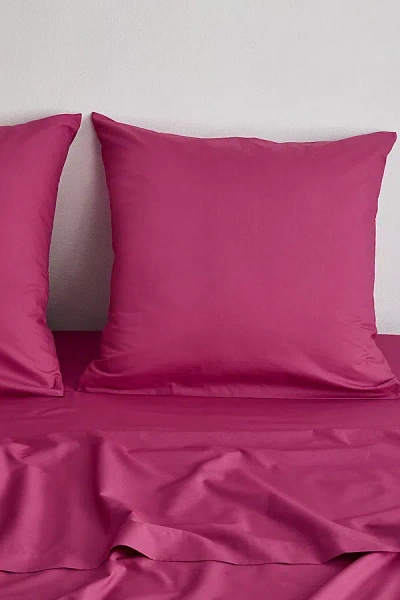 Bed Threads Organic Cotton Percale European Pillowcase Set In Berry At Urban Outfitters In Pink