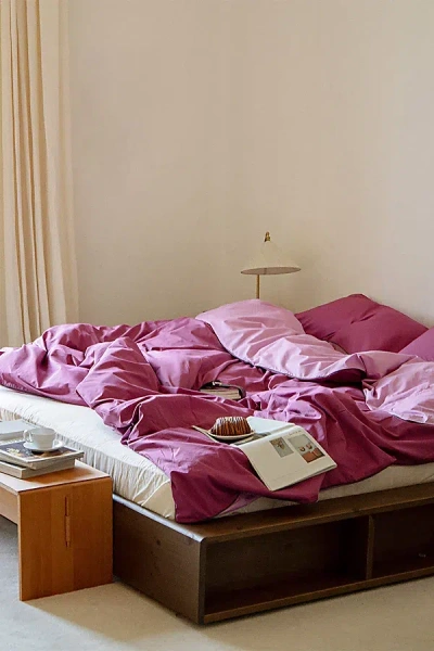 Bed Threads Organic Cotton Percale Piped Duvet Cover In Berry/bubblegum/moss Piped At Urban Outfitters