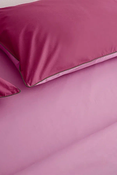 Bed Threads Organic Cotton Percale Piped Pillowcase Set In Berry/bubblegum/moss Piped At Urban Outfitters