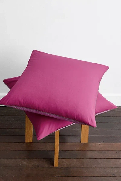 Bed Threads Organic Cotton Percale Square Piped Pillowcase Set In Berry/bubblegum/moss Piped At Urban Outfitters