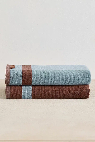 Bed Threads Two-toned Bath Towels Set In Cacao/lagoon At Urban Outfitters