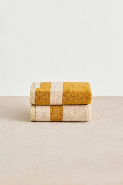 Bed Threads Two-toned Hand Towel Set In Crème/turmeric At Urban Outfitters In Yellow