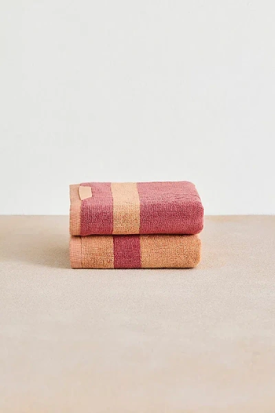 Bed Threads Two-toned Hand Towel Set In Terracotta/pink Clay At Urban Outfitters