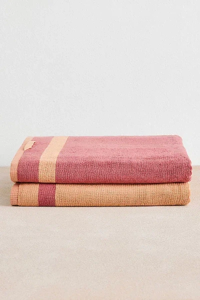 Bed Threads Two-toned Bath Sheets Set In Terracotta/pink Clay At Urban Outfitters In Transparent