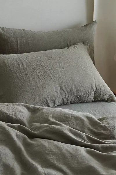 Bedfolk Moss Linen Pillowcases, Set Of 2
