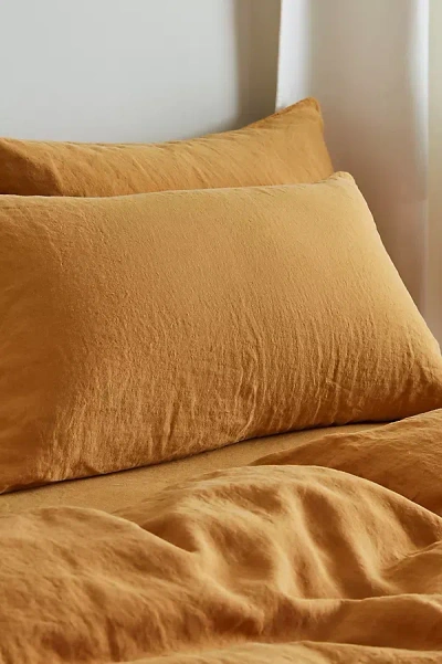 Bedfolk Ochre Linen Pillowcases, Set Of 2