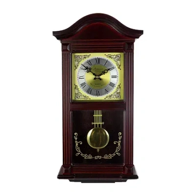 Bedford Clock Collection 20.5" Mahogany Cherry Oak Wall Clock In Brown