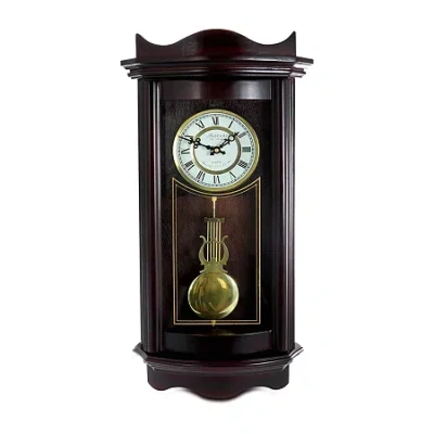 Bedford Clock Collection 25" Weathered Chocolate Cherry Finish Wall Clock In Brown