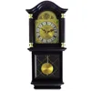 Bedford Clock Collection 26 Inch Chiming Pendulum Wall Clock In Antique Mahogany Cherry Oak Finish In Black