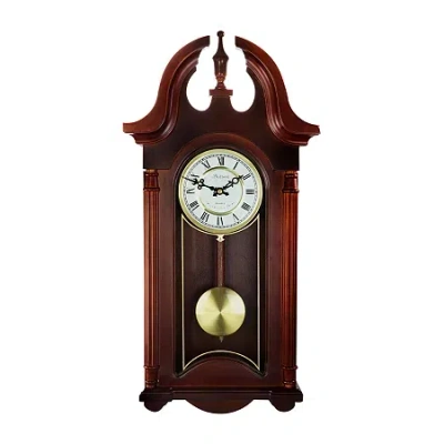 Bedford Clock Collection 26.5" Mahogany Cherry Oak Finish Wall Clock In Brown