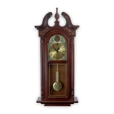 Bedford Clock Collection 38" Chiming Pendulum In Cherry Oak Finish Wall Clock In Brown