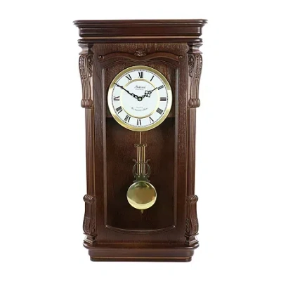 Bedford Clock Collection Chestnut Chiming Pendulum Wall Clock In Brown