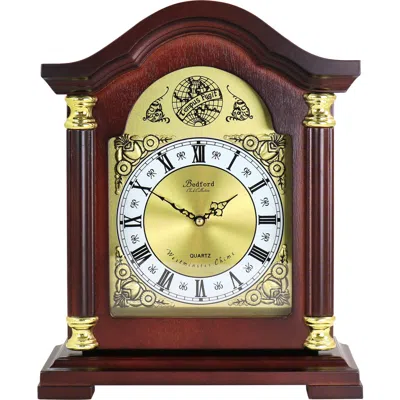 Bedford Clock Collection Chiming Decorative Mantel Clock In Brown