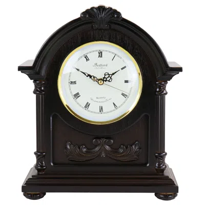 Bedford Clock Collection Chocolate Wood Mantel Clock With Chimes In Brown