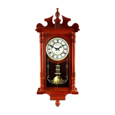 Bedford Clock Collection Dark Redwood Oak Finish Wall Clock In Brown