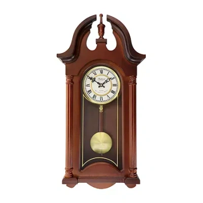 Bedford Clock Collection Delphine 27" Mahogany Chiming Pendulum Wall Clock In Brown