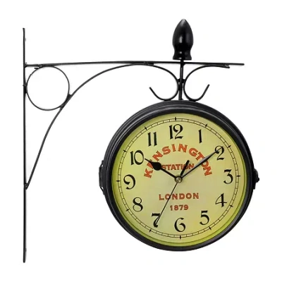 Bedford Clock Collection Double Sided Vintage Antique-look Wall Clock In Black