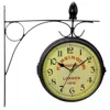 Bedford Clock Collection Double Sided Wall Clock Vintage Antique-look Mount Station Clock In Black