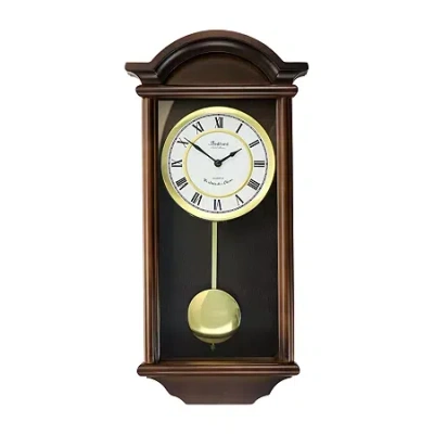 Bedford Clock Collection George 22" Chestnut Wood Chiming Pendulum Wall Clock In Brown
