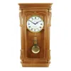 Bedford Clock Collection Rectangular Chiming Pendulum Wall Clock In Brown