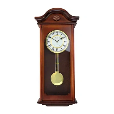 Bedford Clock Collection Jacob 22.75" Mahogany Chiming Pendulum Wall Clock In Brown