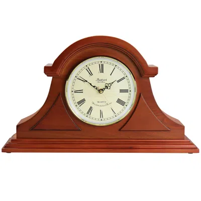 Bedford Clock Collection Mahogany Cherry Mantel Clock With Chimes In Brown