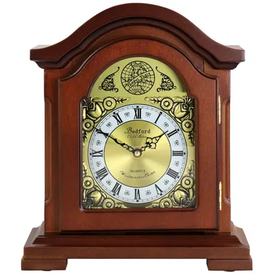 Bedford Clock Collection Mahogany Mantel Clock With Chimes In Brown