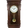 Bedford Clock Collection Rectangular Chiming Pendulum Wall Clock In Brown