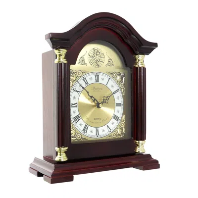 Bedford Clock Collection Redwood Mantel Clock With Chimes In Brown