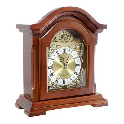 Bedford Clock Collection Redwood Mantel Clock With Chimes In Brown