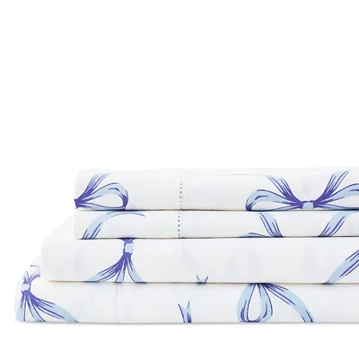 Bedford Lane Crisp Bows Percale Sheet Set, King In Blue