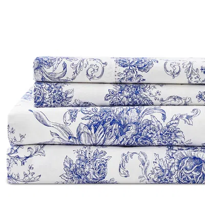 Bedford Lane Petite Toile De Joie Percale Sheet Set, California King In Navy