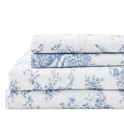 Bedford Lane Petite Toile De Joie Percale Sheet Set, Full In Blue