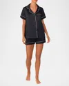 Bedhead For Neiman Marcus Solid Satin Shorty Pajama Set In Black